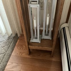 Two Glass Tall Candle Holders And Remote Timer