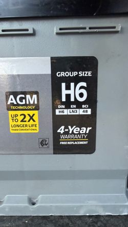 AGM size H6 / 48 Battery 760CCA fits many cars
