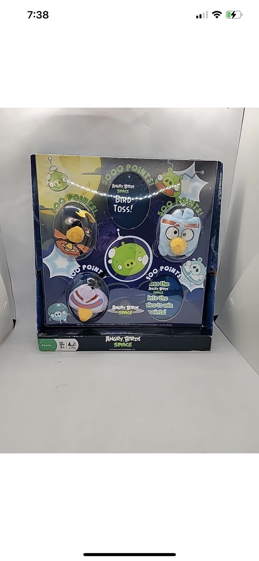 2012 RARE Angry Birds Space Bean Bag Toss Plush Wood Tabletop Game
