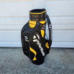 Taylormade R5 Leather 6-Way Cart Bag _ Vintage Adult Carry Stand Staff Golf Ball Club _ Zippers Work