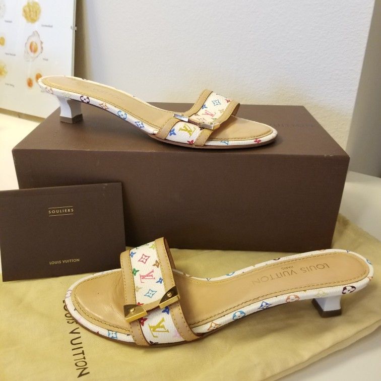 LOUIS VUITTON x Takashi Murakami Multicolor Monogram Kitten Heels