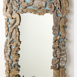 Authentic Anthropologie Solid reassembled statement antique carved vintage wood 