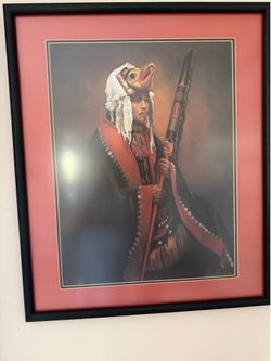 Alaskan portrait artist Dave Rubin in 1990. The piece depicts Shotridge in spectacular Northwest Coast Tlingit ceremonial regalia, including a finely 
