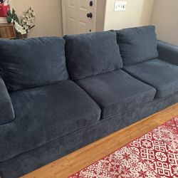 Bonaterra Midnight Navy Blue Fabric 97" Sofa | Track Arms | Loose Reversible Back