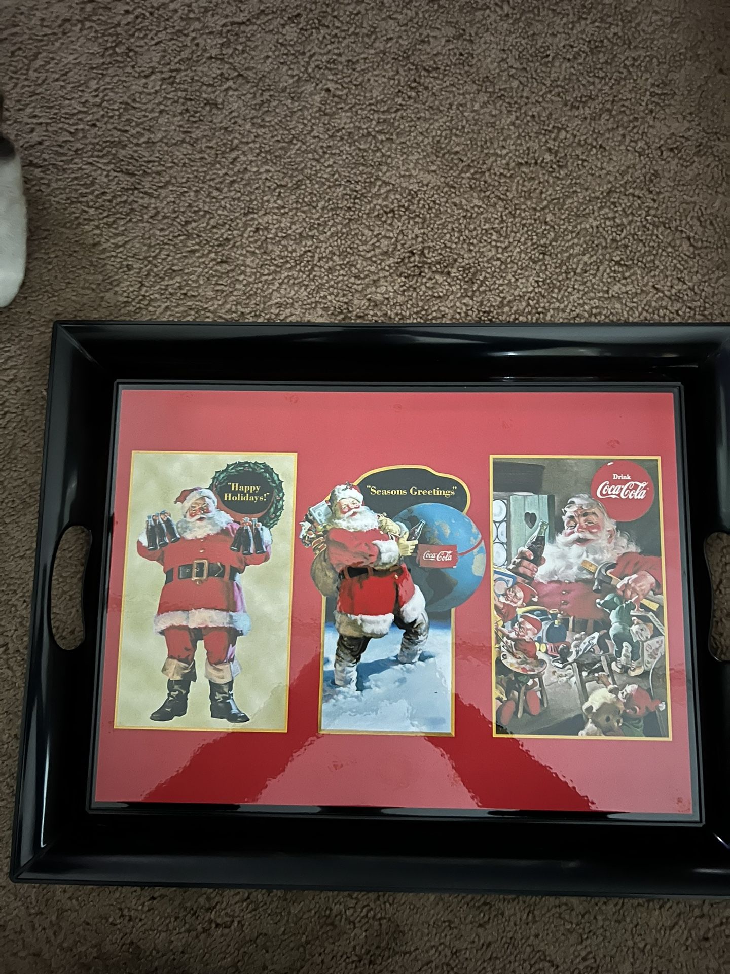 Coke With Santa, Tray, Plastic, Keep In Bag And Box. Never Use It