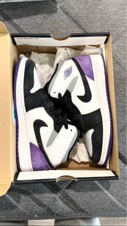Jordan 1 mid purple and white