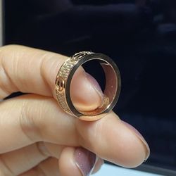 Rose Gold Full Diamonds Cz Love Band Ring Size 7