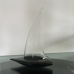 Marco Rubelli Murano Glass, Sailboat, Clear, And Black Glass
