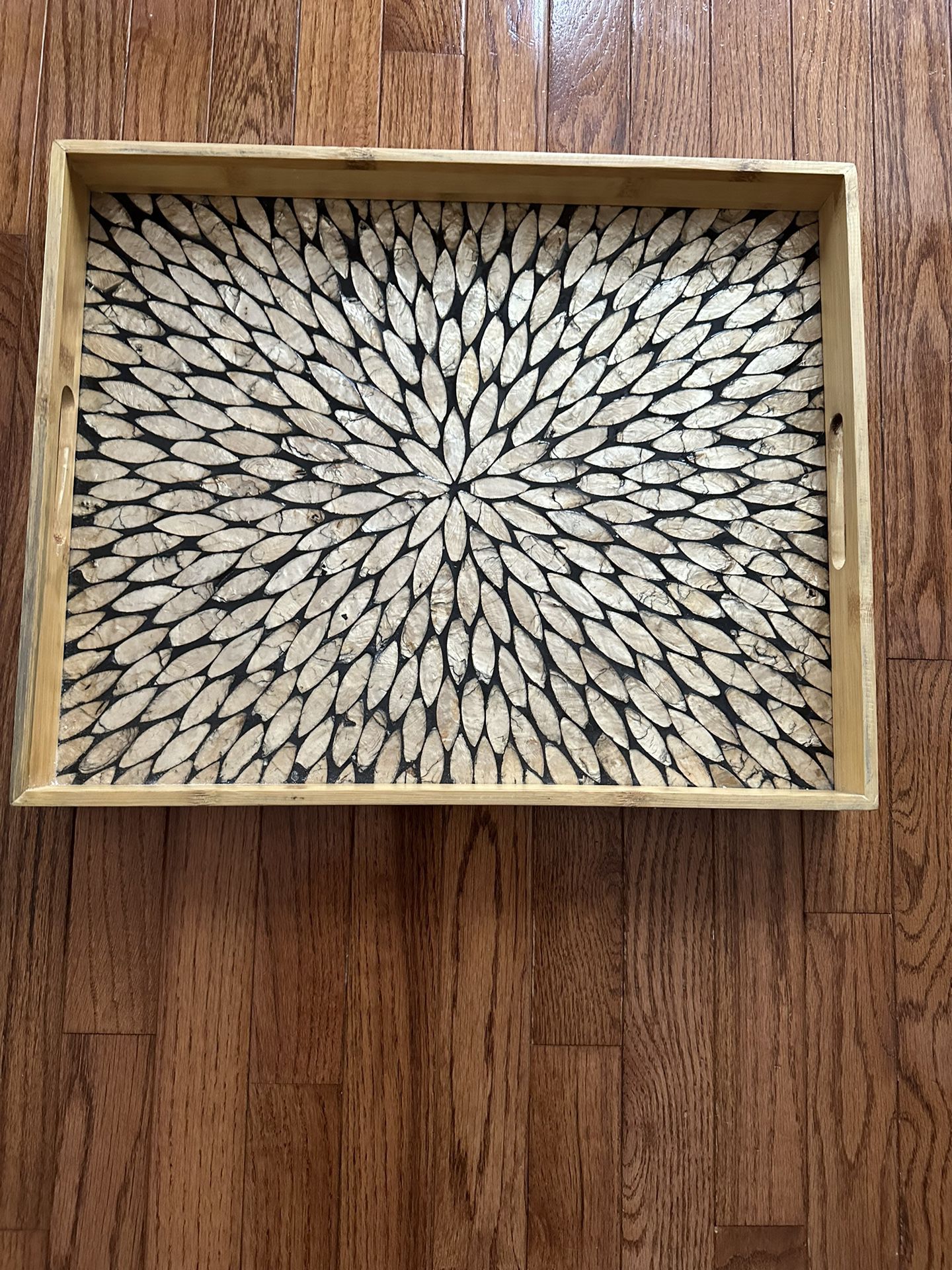 Large Mother of Pearl and Bamboo Tray 