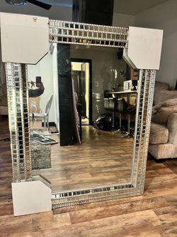 Large Wall Mirror with Mosaic Mirror Frame
