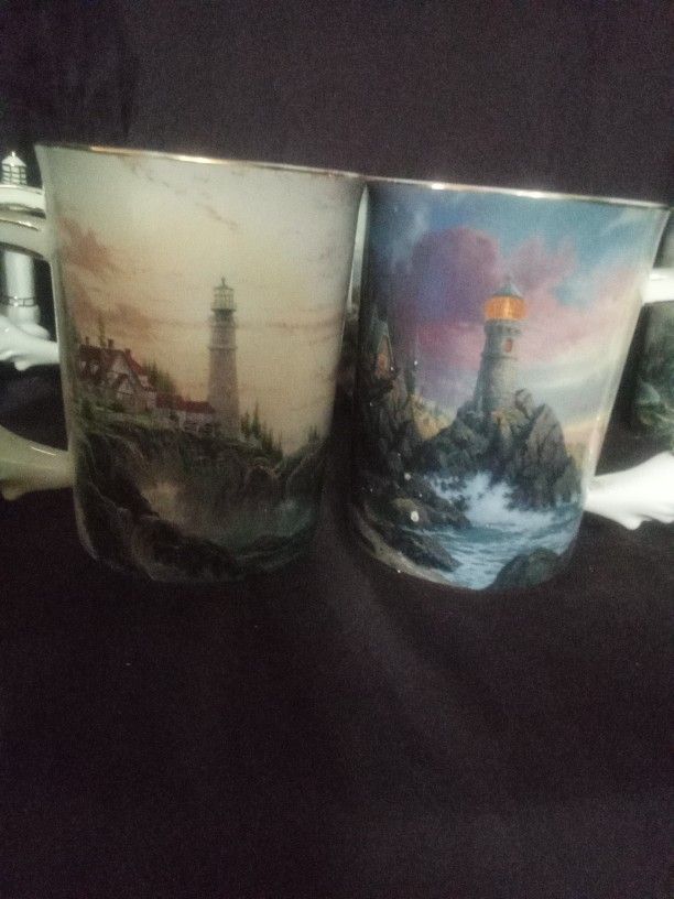 9 Thomas Kinkade Seaside Inspirations Heirloom Porcelain Mug Collection