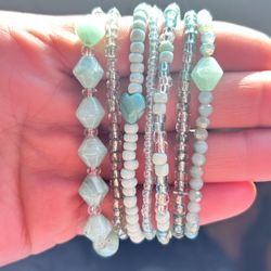 Mint Green/silver 6 Set Bracelets