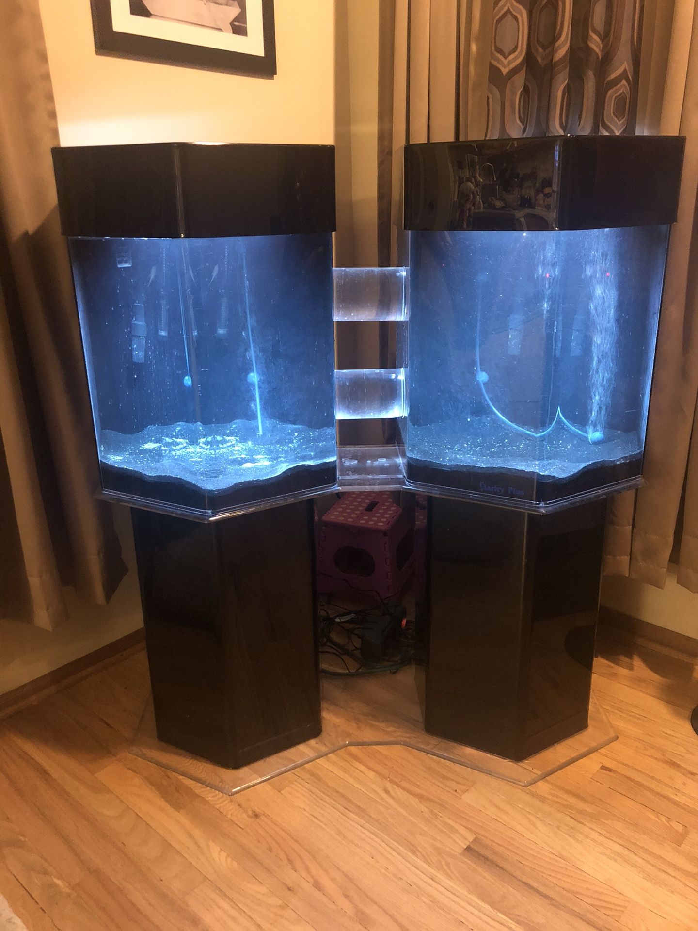 Unique Clarity Plus double-hexagon acrylic fresh water aquarium/ fish tank and all new accessories
