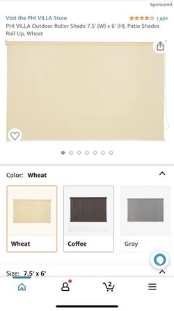 PHI VILLA Outdoor Roller Shade 7.5' (W) x 6' (H), Patio Shades Roll Up, Wheat