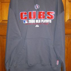 MENS LARGE CHICAGO CUBS MAJESTIC AUTHENTIC COLLECTION THERMA BASE HOODIE SWEATSHIRT 