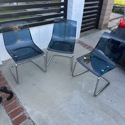 IKEA tobias chairs set of 3 midnight blue color