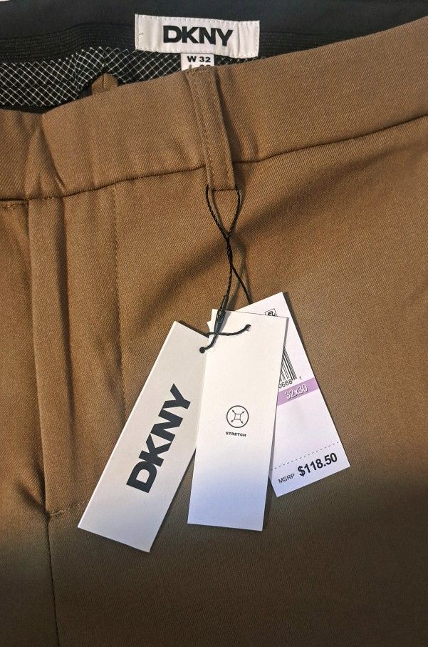 NWT DKNY MEN'S SLIM FIT STRETCH CARGO PANTS SANDY TAN 32X32 MSRP $118.50