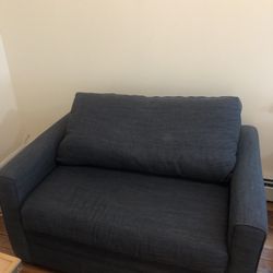 Blue Sofa Chair with Ottoman