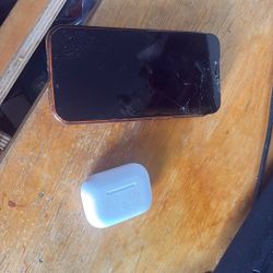 Broken iPhone 13 And AirPod Pro 2 With Replacement Case 