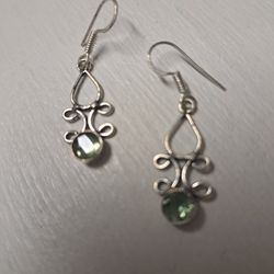 Green Quartz Sterling Silver Earrings 