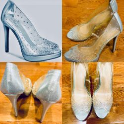 Thalia Sodi LENNA rhinestones embellished Peep-toe platform stiletto pumps s8