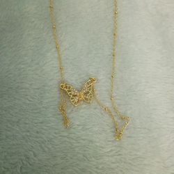 Gold Plated Women Butterfly Necklace 