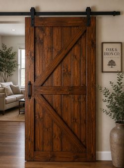 Custom Made Barn Door with Black Hardware