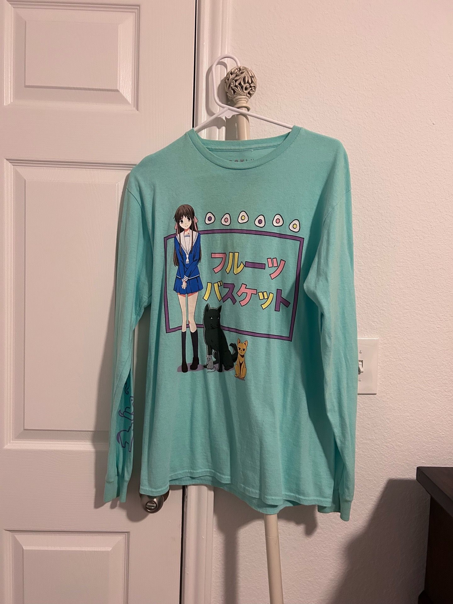 BoxLunch Fruits Basket Anime Long Sleeve Shirt Medium Tohru Honda Mint Green