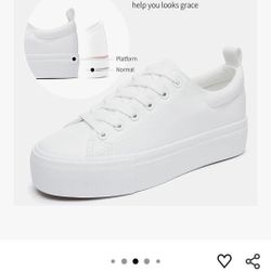 SERNIAL Womens White Platform Sneakers PU Leather Platform Shoes Walking Shoes for Women