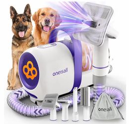 (NEW) Oneisall Dog Hair Vacuum Shedding Grooming Brush Kits for Pet Thick Coats