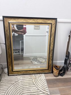 Large Wall Mirror Black and Gold Frame