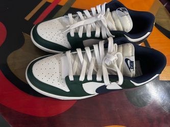 Green & dark blue nike dunks