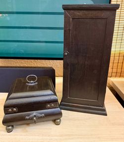 Vintage Dark Walnut Wooden Storage Pieces