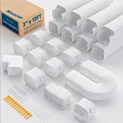 3" 13Ft Mini Split Line Set Cover with Flexible Duct, Upgrade PP Decorative Minisplit Lineset Cover