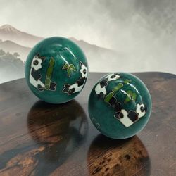 1.85'' Baoding Green Health Chinese Panda Exercise (2) Stress Balls Collection No Box. Excellent Condition. 1.85'' Baoding Health Balls Chinese Exerci