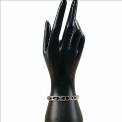 Vintage Stamped Cursive M Silver Bracelet 