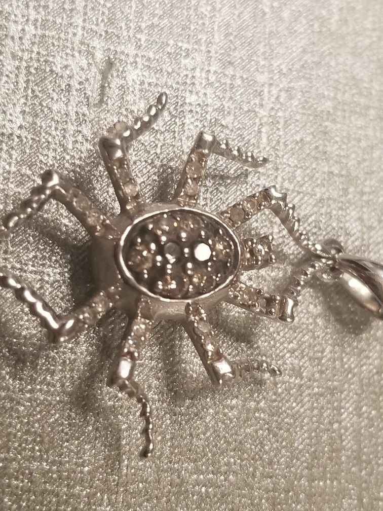 Silver spider necklace charm