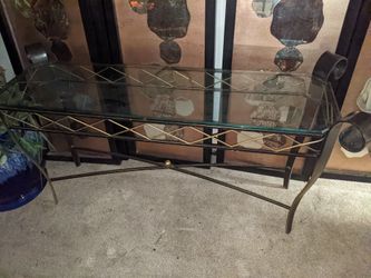 Designer Table Thick Glass Heavy Metal