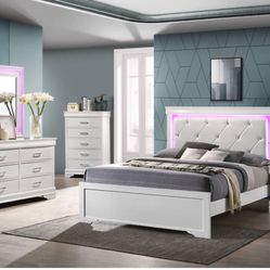 New LED White Or Grey Queen Bedroom 4 Pc Set K Furniture And More Lehigh 