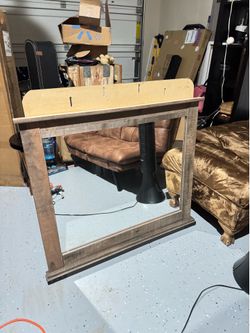 Rustic Wood Framed Wall Mirror - 39"x 38"