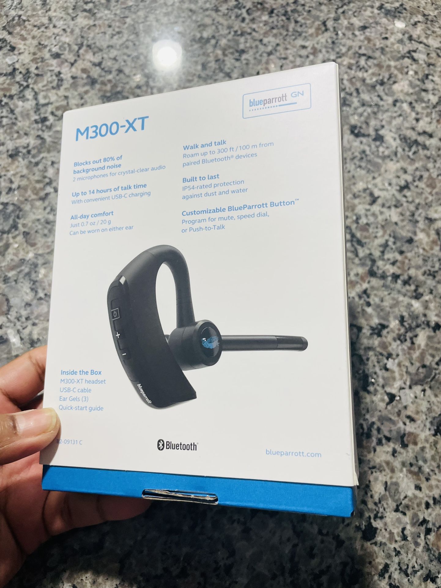 BlueParrott M300-XT Noise Cancelling Bluetooth Headset – Hands-Free Mono Handset for Mobile Phones with up to 14 Hours of Talk Time – Wireless Headset