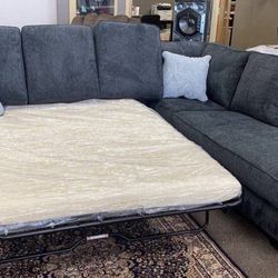 ✨Showroom,Fast Delivery, Finance,✨ Slate Full Sleeper Sectional Sofa w/ RAF Chaise  Comfortable Couch