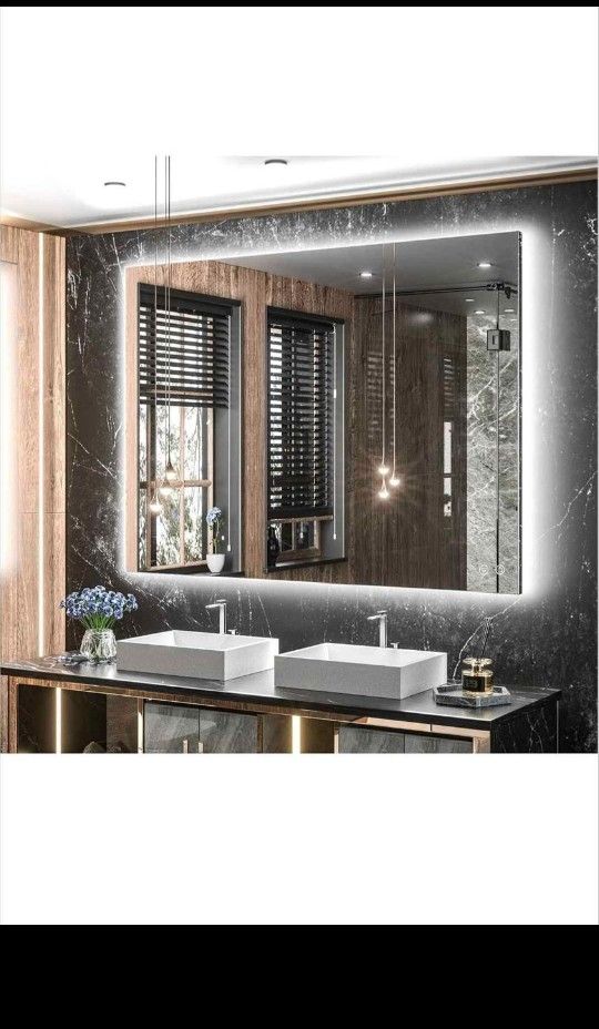 40 x 32 LED Backlit Bathroom Mirror with Light,3Color White/Warm/Natural,Anti-Fog Lighted