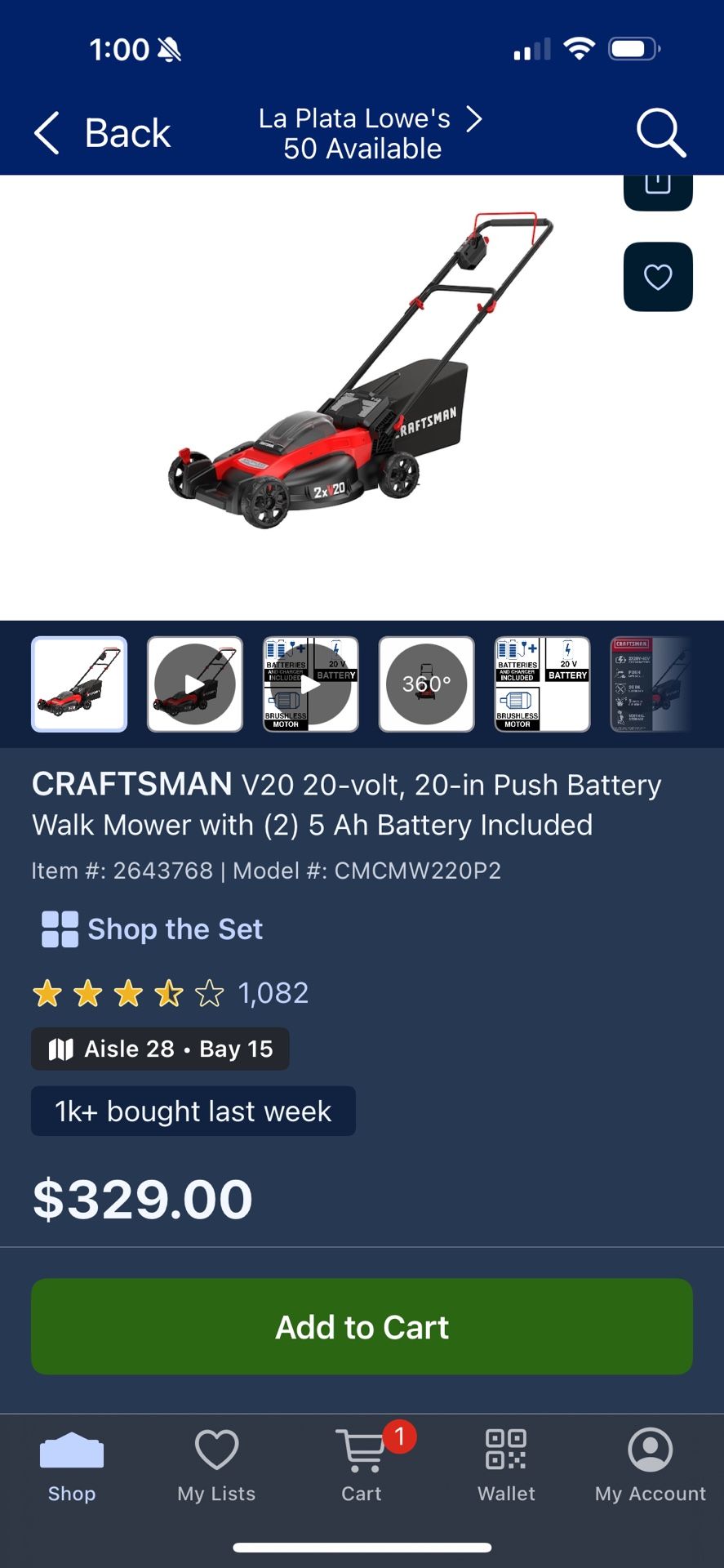 Craftsman V20 Mower