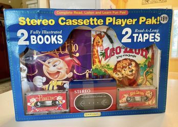 RARE! Collectible Vintage Child's Sterio Cassette Player With Read-Along Books. New In Sealed Original Packaging.