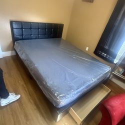 Queen  Size Bed Frame With Mattress All New Furniture And Free Delivery Free Installation 