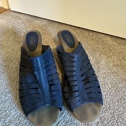 Croft & Barrow Ortholite Navy Size 11 - Women's Wedge Slide Sandals (3 in wedge)