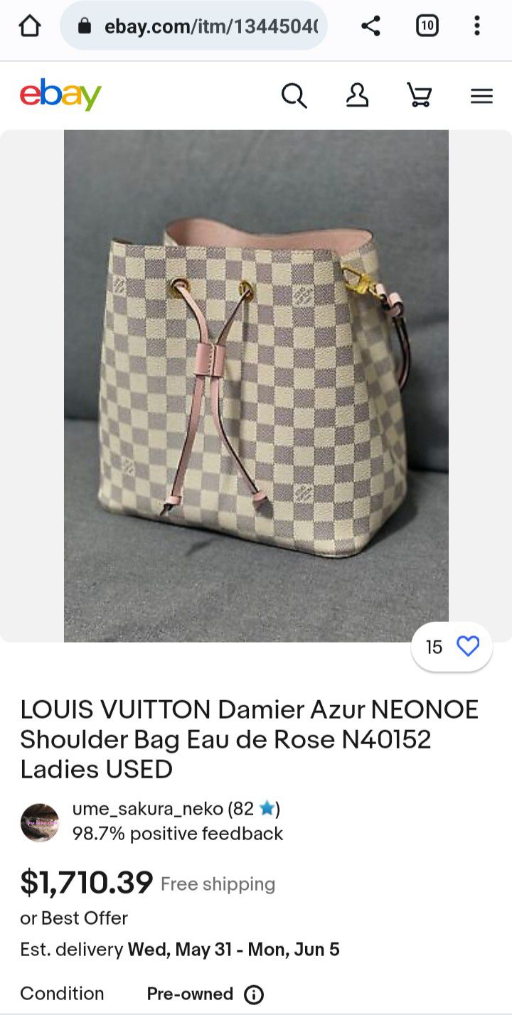 Louis Vuitton NeoNoe Bucket Bag Damier Azur Canvas Spring/Summer
