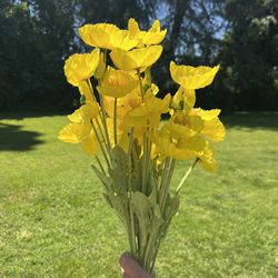 Artificial Yellow Poppy For Wedding Centerpiece