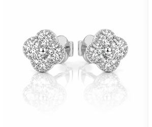 Moissanite Clover Halo stud earrings